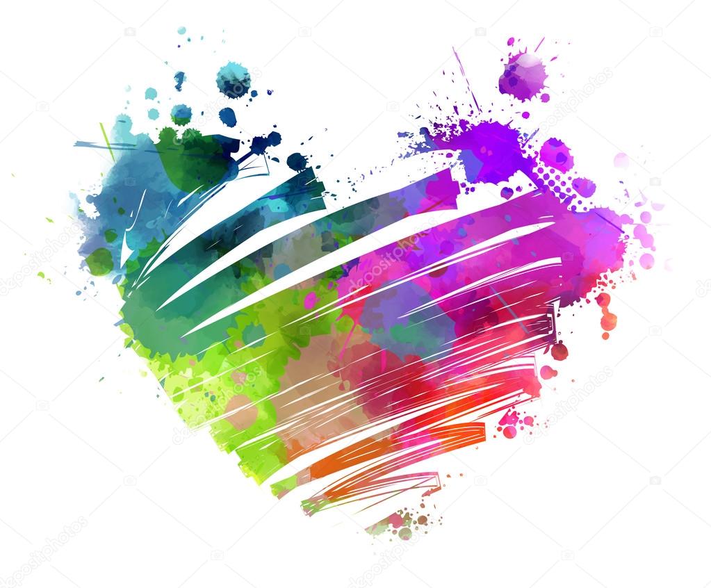 Grunge watercolored heart