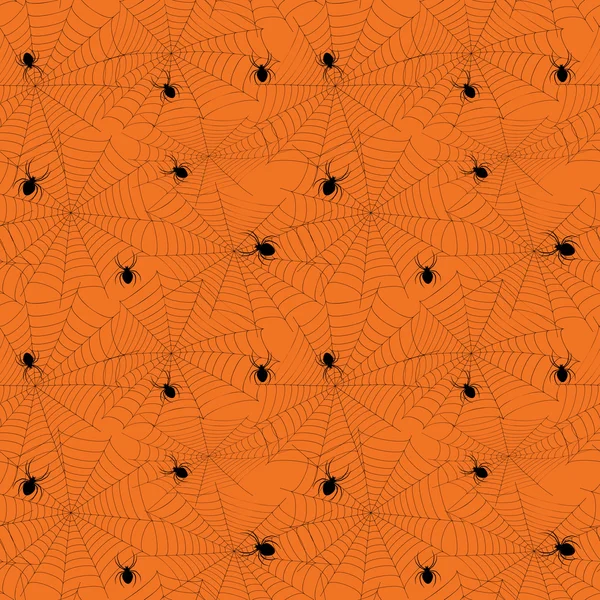 Halloween spindelnät sömlöst mönster. Vektor bakgrund. — Stock vektor