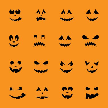 16 halloween pumpkins kümesi