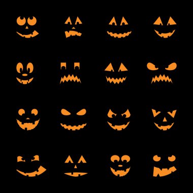 16 halloween pumpkins kümesi