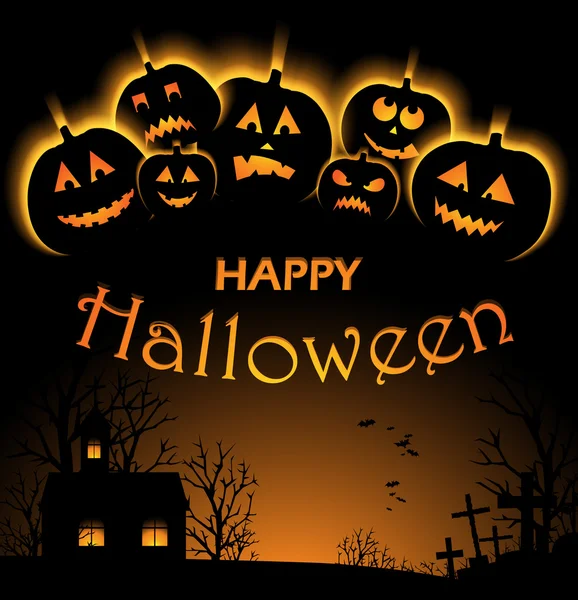 Ilustración vectorial de fondo de Halloween con calabaza — Vector de stock