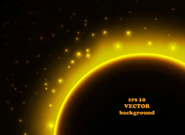 Planeta espacial en los rayos de luz — Vector de stock