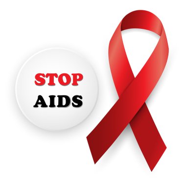 İllüstrasyon kırmızı kurdele - AIDS vektör