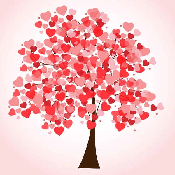Ilustración de un árbol cubierto de corazones . — Vector de stock