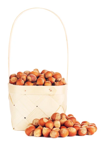 Hazelnuts In Wooden Basket — Stock Photo, Image