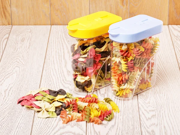 Raw Fancy Pasta In Jars — Stock Photo, Image