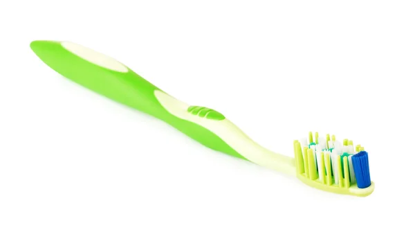 新绿色的牙刷 白色背景上孤立 — 图库照片
