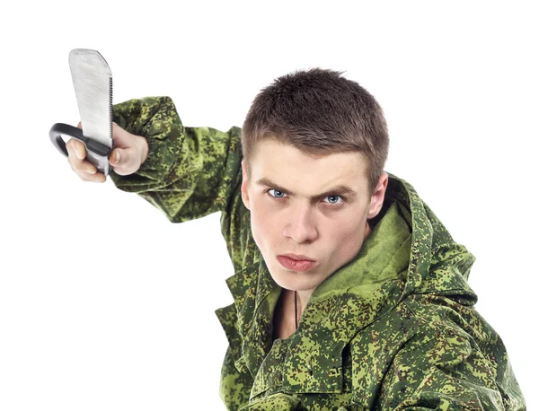 Attacco militare uomo con coltello — Foto Stock