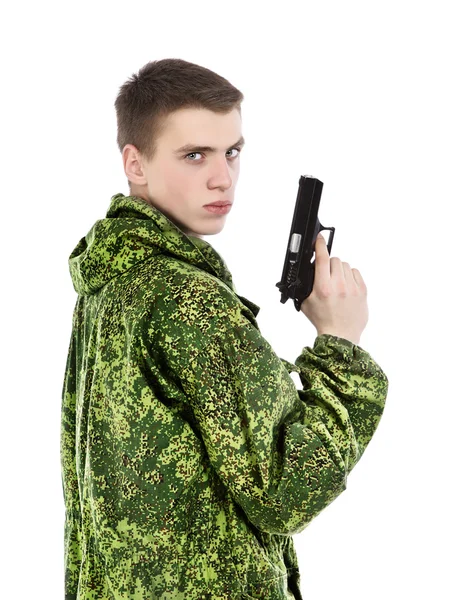 Homem militar com arma — Fotografia de Stock