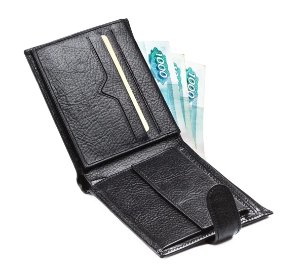 Leather Wallet With Cash — Stock Photo, Image