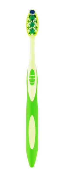 Grønn tannbørste isolert – stockfoto