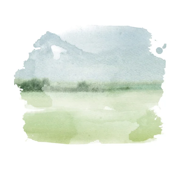 Watercolor illustration of a summer landscape — Stock Photo, Image