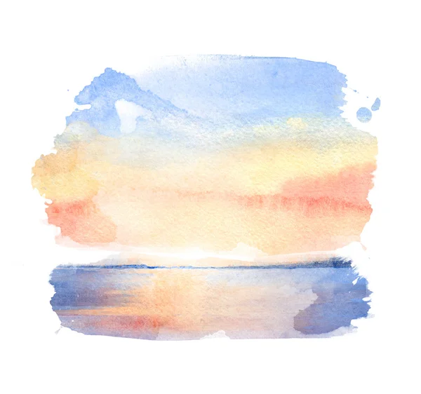 Ilustração aquarela de um pôr-do-sol — Fotografia de Stock