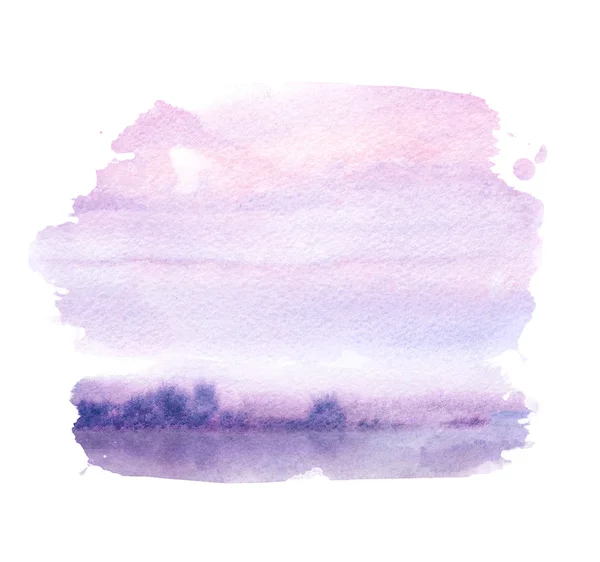 Watercolor illustration of a sunset on a beach — Stock Photo, Image