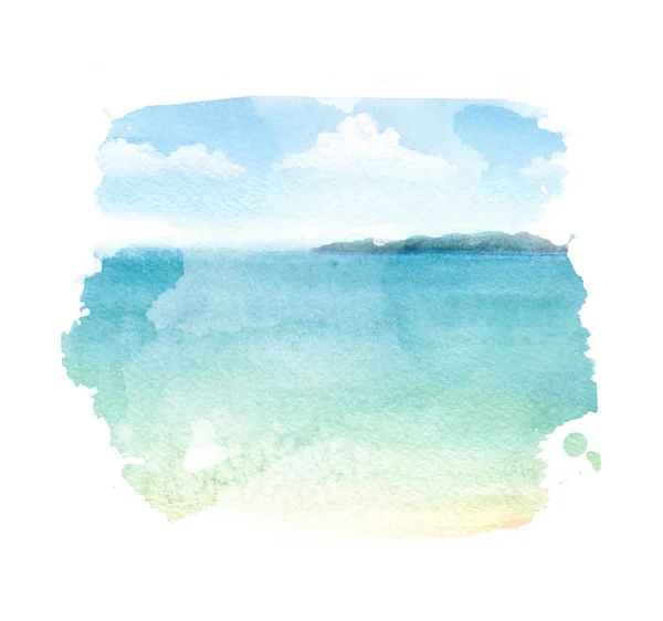 Ilustração aquarela de uma praia tropical — Fotografia de Stock