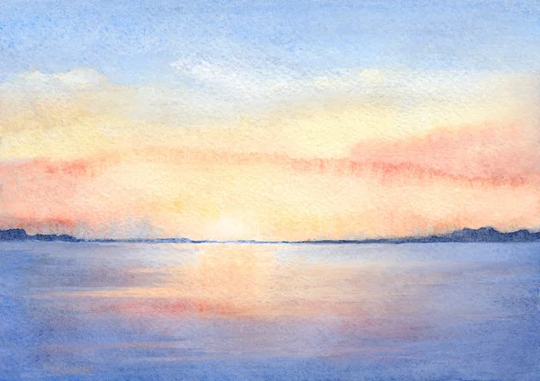 Akwarela ilustracja zachód słońca — Zdjęcie stockowe