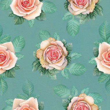 Suluboya gül çiçek Çizim. Seamless modeli