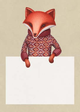 Şirin fox suluboya çizimi