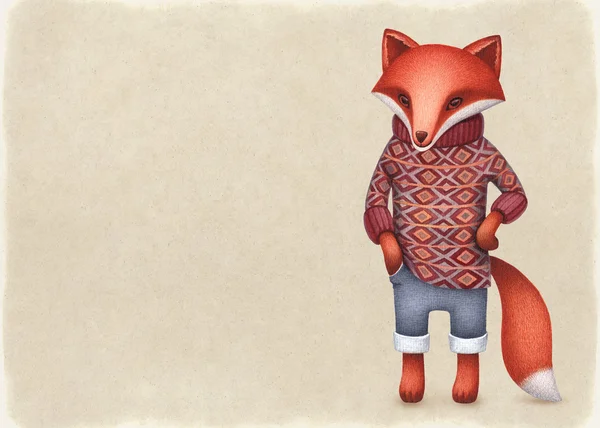 Akwarela ilustracja Ładna Fox. — Zdjęcie stockowe