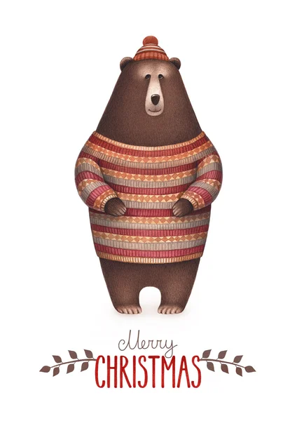 Akwarela ilustracja niedźwiedź. — Zdjęcie stockowe