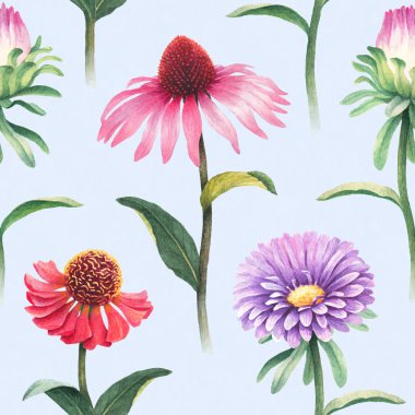 Suluboya çiçekli desen