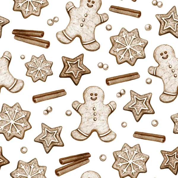 Desen Gingerbread çerezleri ve Noel baharat — Stok fotoğraf