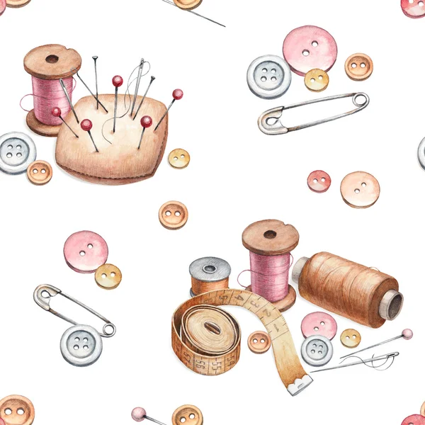 Pattern with sewing tools — Stock Photo, Image