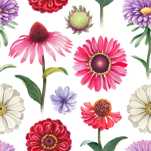 Modello con fiori ad acquerello — Foto Stock