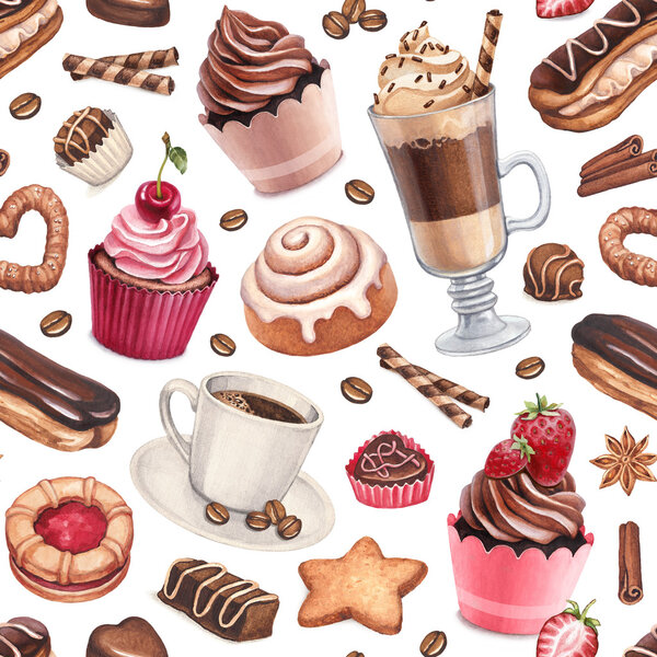 Coffee and cupcakes pattern