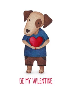 Sulu Boya şirin köpek kartı