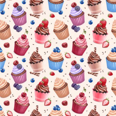 elle çizilmiş cupcakes desen