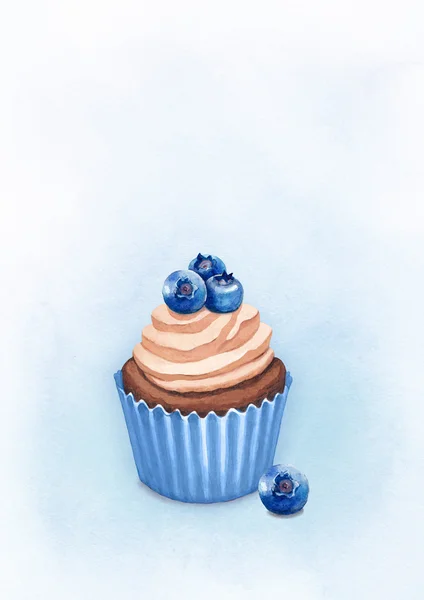 Aquarel heerlijke cupcake — Stockfoto