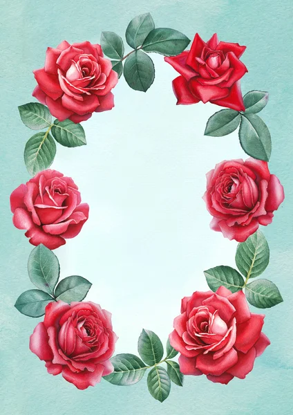 Carte couronne de fleurs roses — Photo