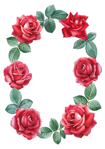 Rosa blommor krans kort — Stockfoto