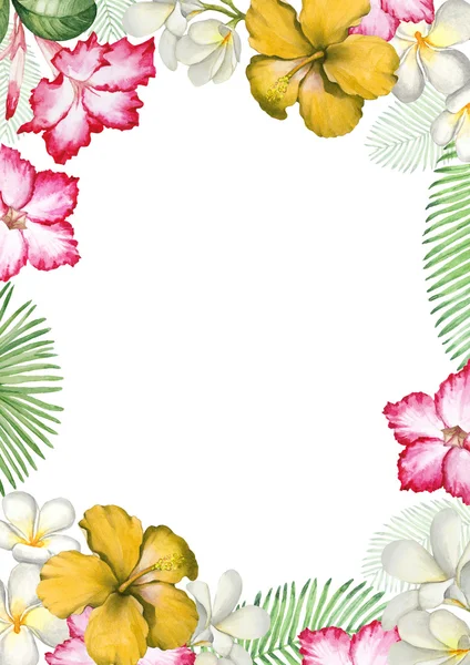 水彩的热带花卉卡 — 图库照片