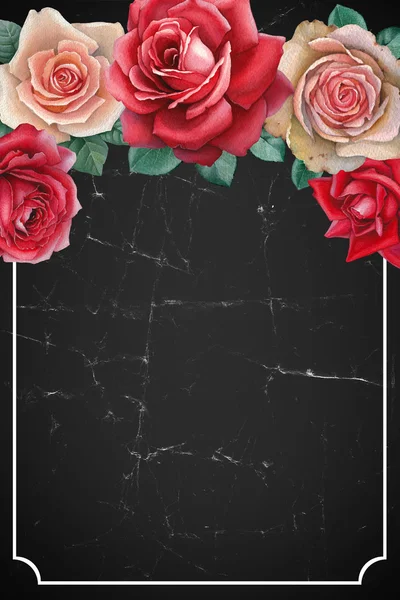 Tarjeta de flores de rosa acuarela —  Fotos de Stock