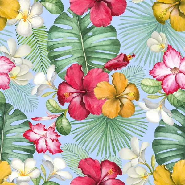 Watercolor seamless tropical pattern