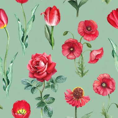 Suluboya çiçek deseni