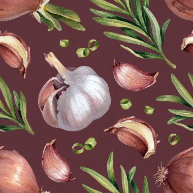 suluboya soğan, sarımsak ve biberiye ile desen 