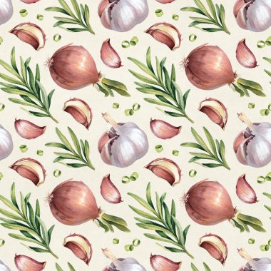 suluboya soğan, sarımsak ve biberiye ile desen 