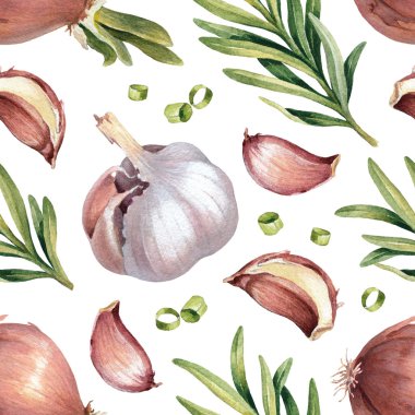 suluboya soğan, sarımsak ve biberiye ile desen 