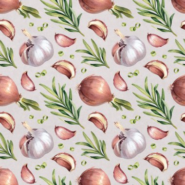 suluboya soğan, sarımsak ve biberiye ile desen 