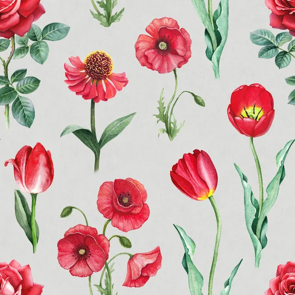 Watercolor flowers pattern — Stock Photo, Image