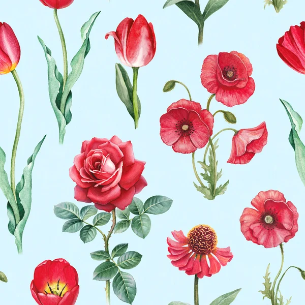 Akvarel květiny vzor — Stock fotografie