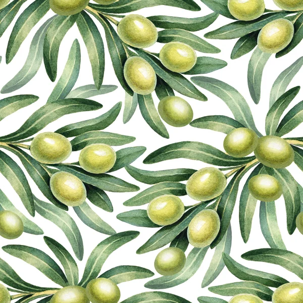 Motif avec olives aquarelle — Photo