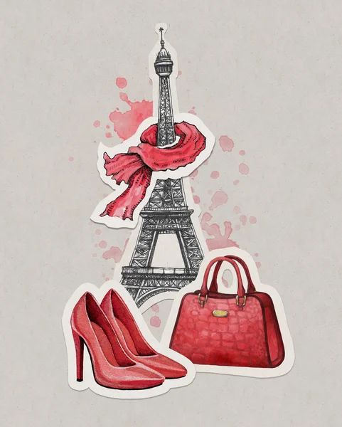 Eyfel Kulesi, spor ayakkabı ve çanta