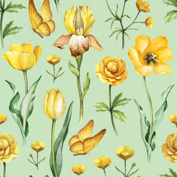 Watercolor flowers pattern — Stock Photo, Image