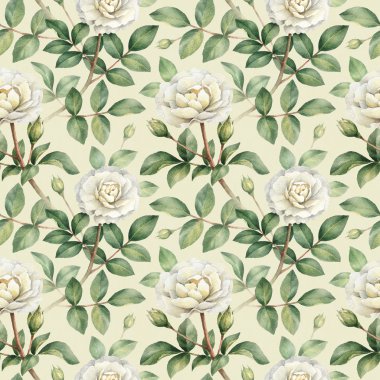 Suluboya gül çiçek Çizim. Seamless modeli