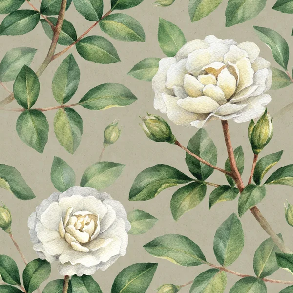 Watercolor rose flowers pattern — Stock Photo, Image