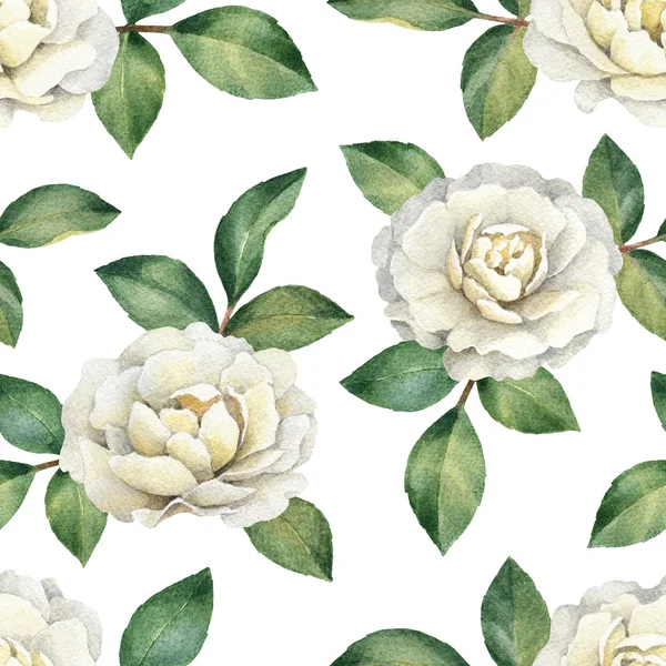 Watercolor rose flowers pattern — Stock Photo, Image